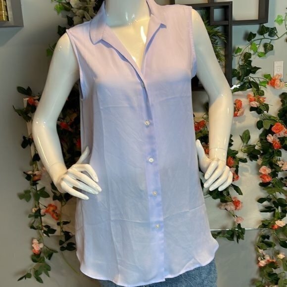 Banana Republic Sheer Lavender‎ Sleeveless Button Down Top Size M RefY003 - Picture 5 of 9